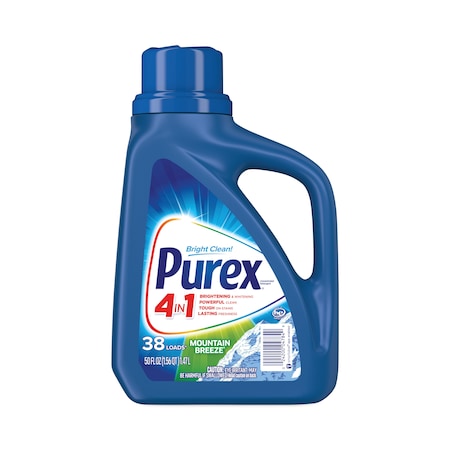 Purex Laundry Detergent, 50 oz Bottle, Liquid, Mountain Breeze, 6 PK 04784CT
